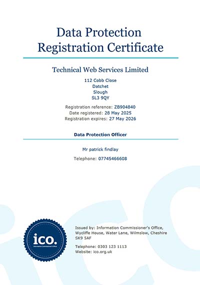 TWS Data Protection Registration Certificate